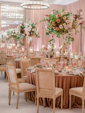 Mauve Wedding Reception With Upholstered Wood Chairs
