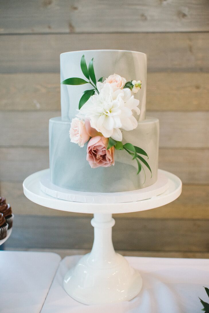 Blue Wedding Cake at Machine Shop in Minneapolis, Minnesota