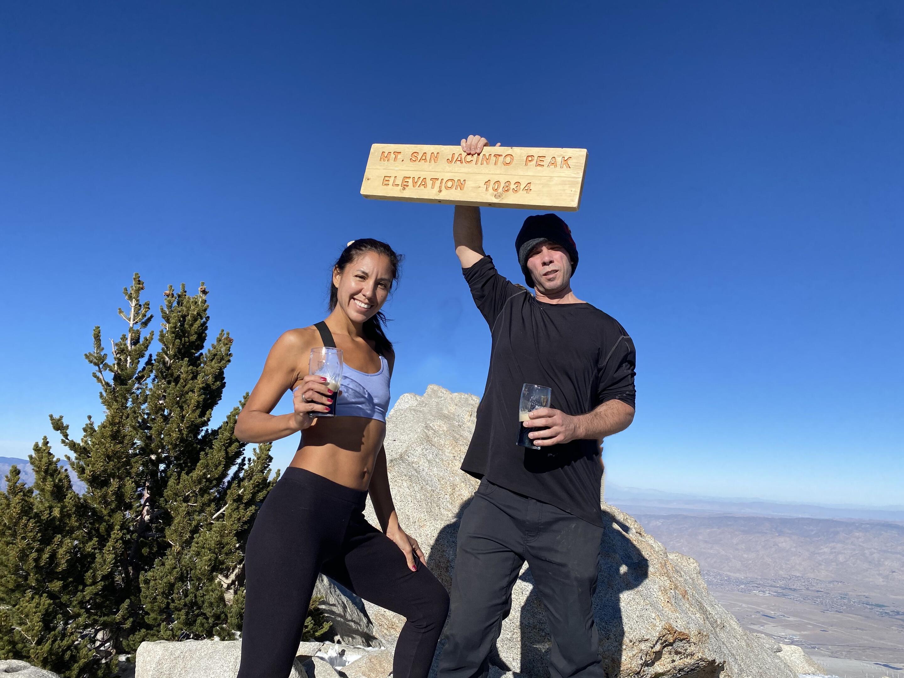 Top of San Jacinto, Paul had snuck everything necessary for irish car bombs in his backpack to surprise Margarita at the top with one of their favorite shared drinks. 
