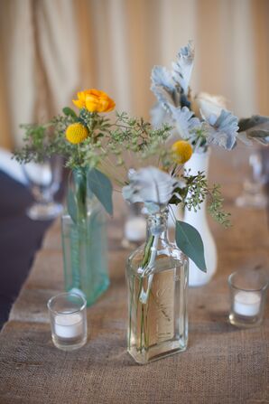 Craspedia and Dusty Miller Centerpiece