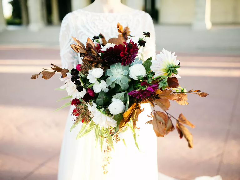 Daring dahlia and succulent bouquet