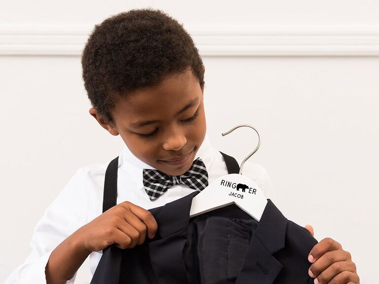 Personalized wooden hanger ring bearer gift