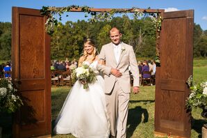 Rustic Outdoor Ceremony with Vintage Door Entrance
