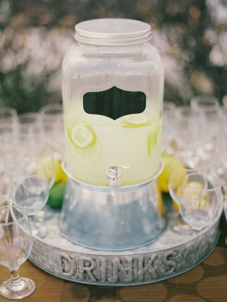 DIY southern wedding food idea with self-serve lemonade