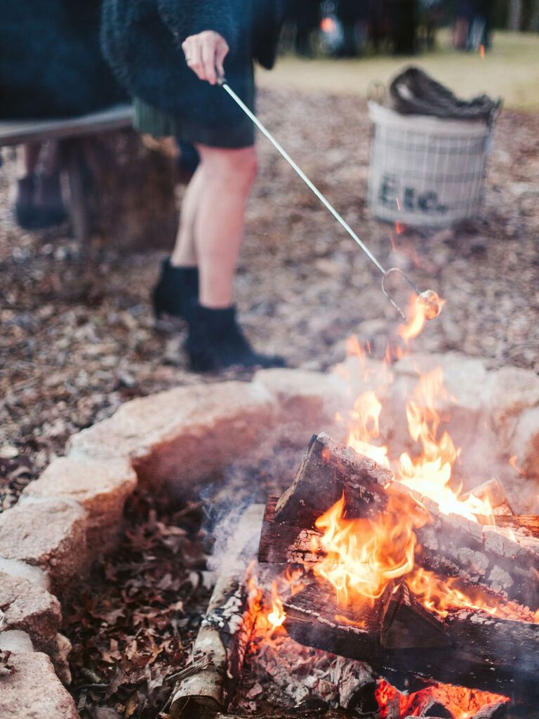 S'mores station at backyard wedding