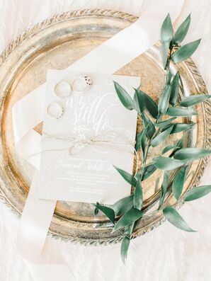 Gold Foil Vow Renewal Invitation with Wedding Rings