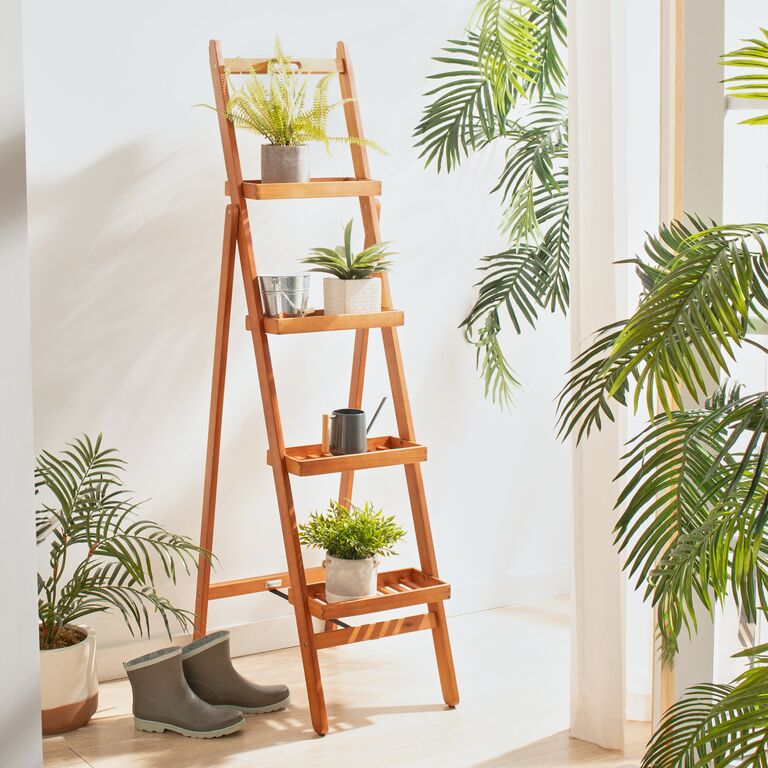 Indoor plant shelf registry gift idea. 
