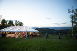 Reception at Sunset at Lynn Britt Cabin in Aspen, Colorado