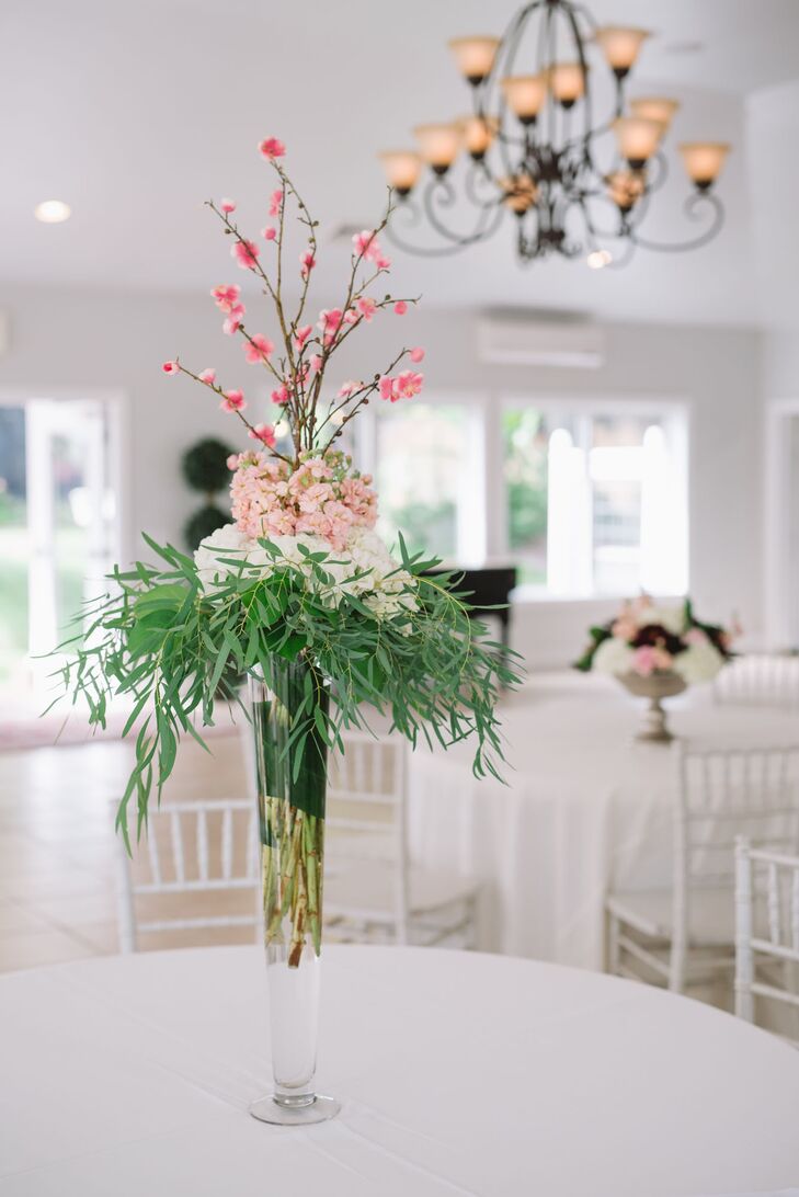 Understated Tall Cherry Blossom Centerpieces