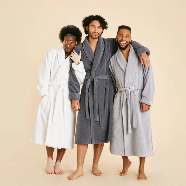 Cozy bathrobes from Brooklinen for the best gifts for your parents to say thank you
