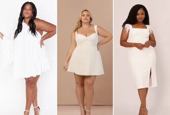 Three plus-size wedding reception dresses
