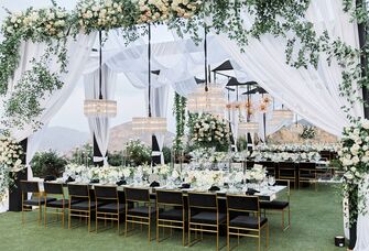 glamorous outdoor wedding reception with canopy
