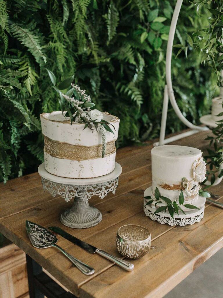 Semi-naked wedding cakewith greenery