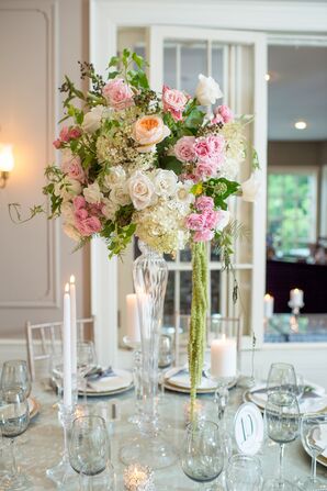 Tall Garden Rose and Hydrangea Centerpieces