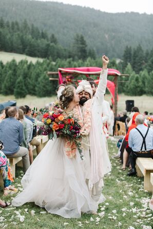 Romantic Recessional with Classic Bride and Groom in Traditional Hindu Attire