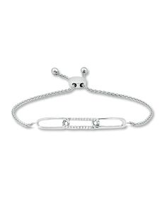 Kay Jewelers Diamond Paperclip Bolo Bracelet Sterling Silver Wedding Bracelet photo