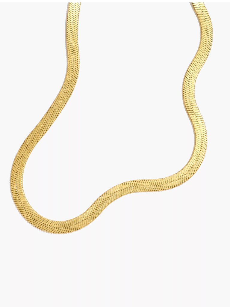 Gold herringbone chain necklace