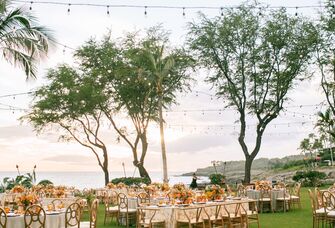 Wedding set up with picturesque background 