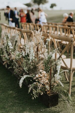 Wood Aisle Decorations of Grasses, Greenery and Wildflowers