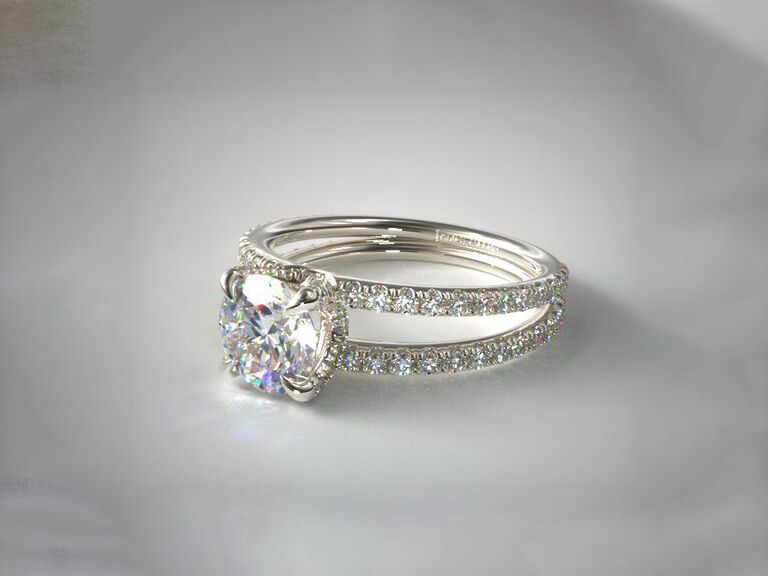 James Allen pave split shank contour diamond engagement ring in 14K white gol