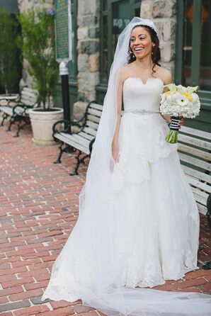 Romantic Lace-Trimmed A-Line Wedding Dress
