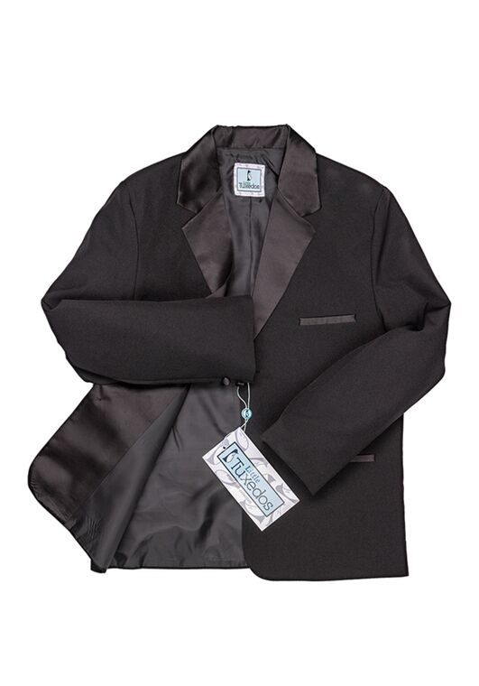 Little Tuxedos "Princeton" Kids Black Tuxedo (5-Piece Set) Flower Girl Dress and Ring Bearer Outfit - 6