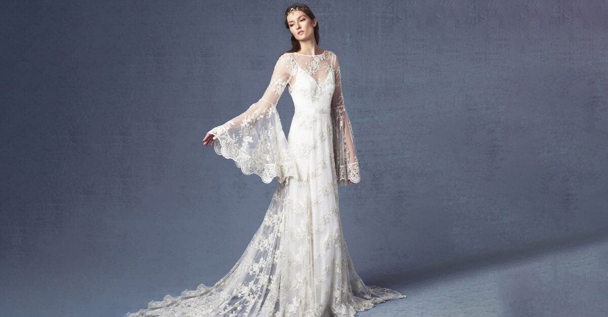 19 Bell Sleeve Wedding Dresses That Steal the Show