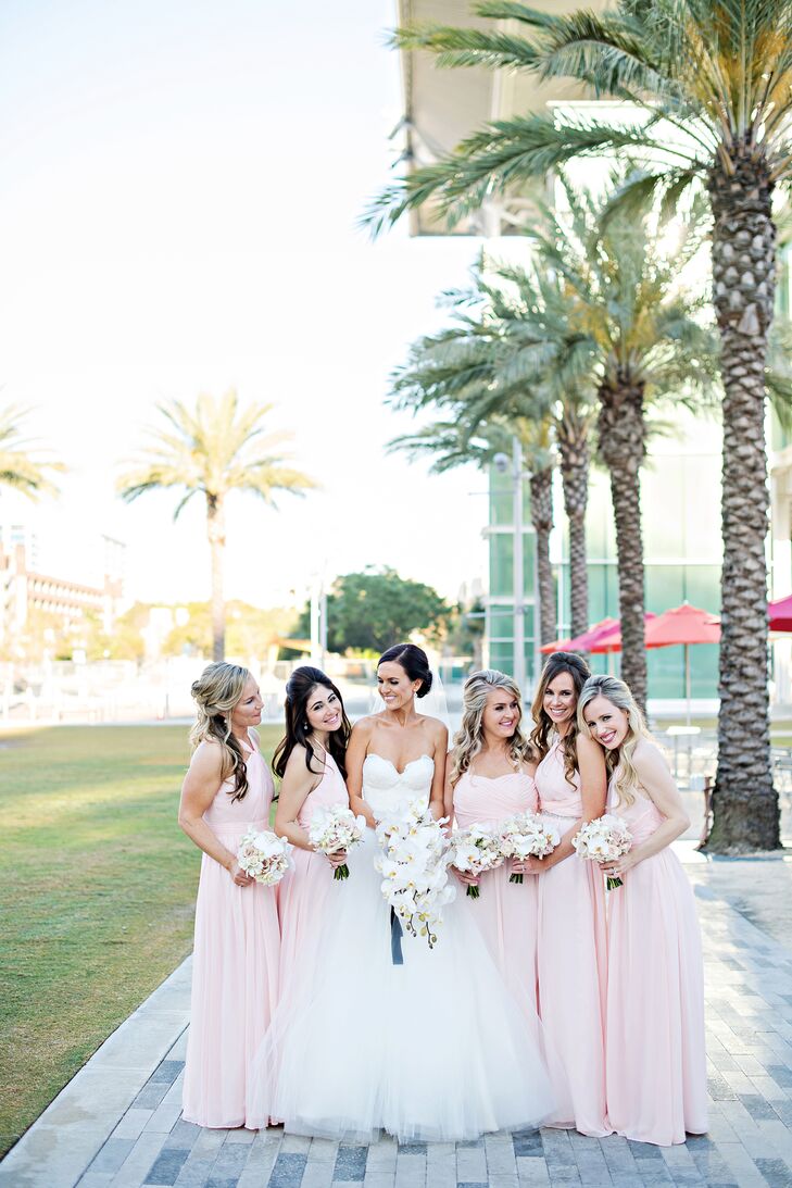 Bridesmaids in Blush Pink Dresses
