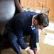 While Matt wore a Ted Baker suit and Hugo Boss bow tie, Paul wore the opposite--a navy Hugo Boss suit with a plaid blue and purple Ted Baker tie. Paul also wore brown leather shoes from To Boot New York by Adam Derric.