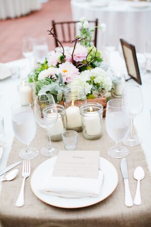 Pink and Green Reception Centerpieces