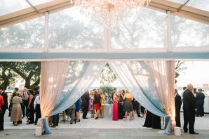 Clear Tent With Pastel Fabric Draping