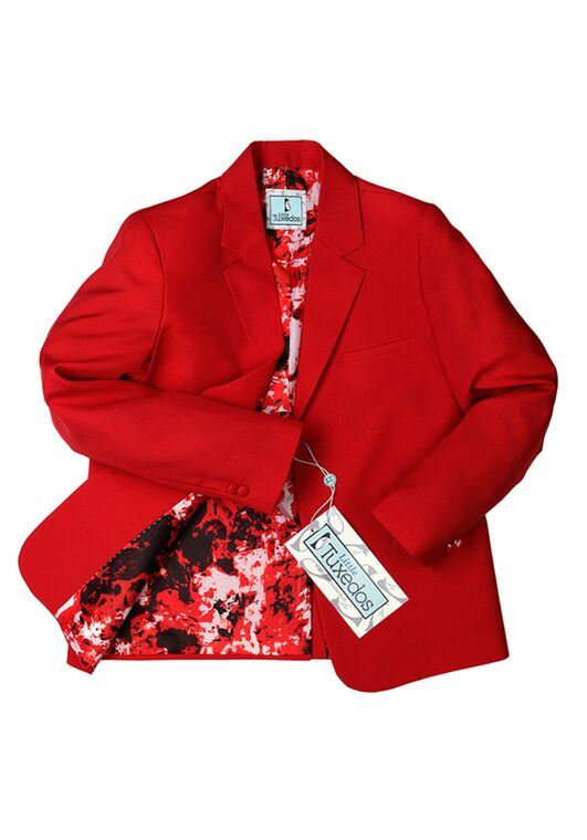 Little Tuxedos "Mason" Kids Red Suit (5-Piece Set) Flower Girl Dress and Ring Bearer Outfit - 7