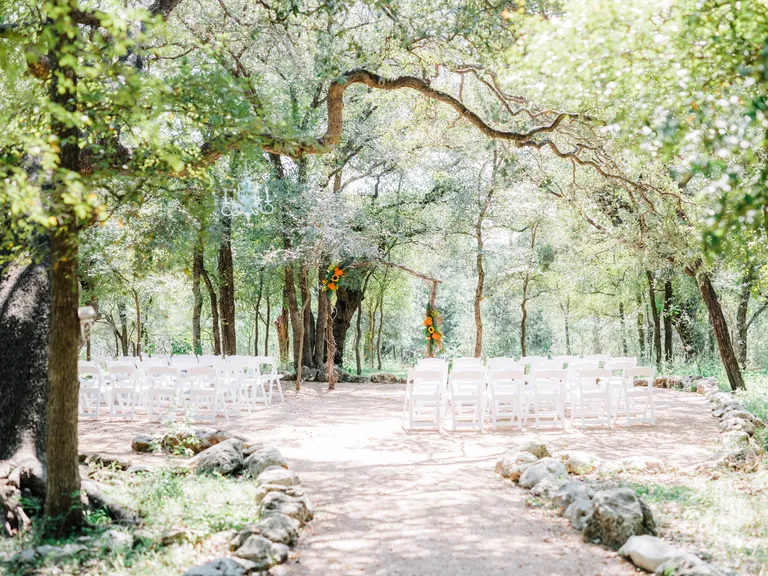 Outdoor ceremony space at Silo and Oak small wedding venue in Temple, Texas