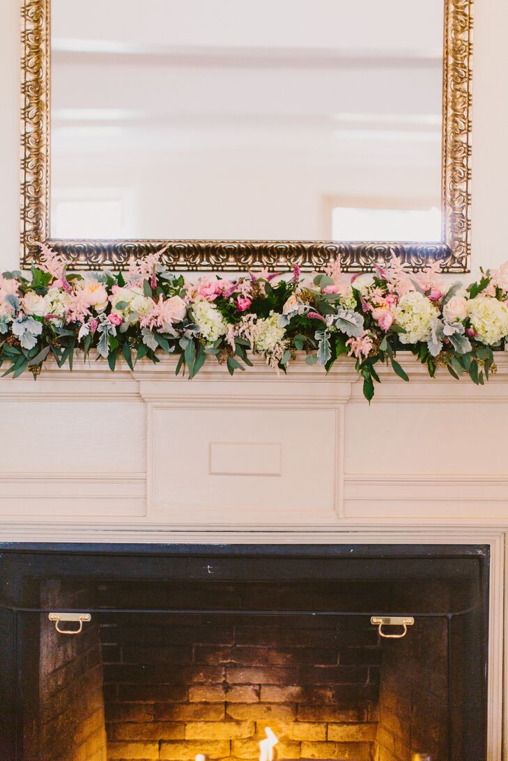 Flower Arrangement on Reception Mantel