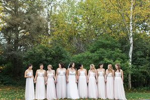 Two-Tone Pale Pink Bridesmaid Dresses