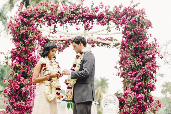 The couple's ceremony was conducted in Sankrist, and included rituals of a Hindu wedding.
