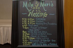 Blue and Yellow Chalkboard Wedding Program