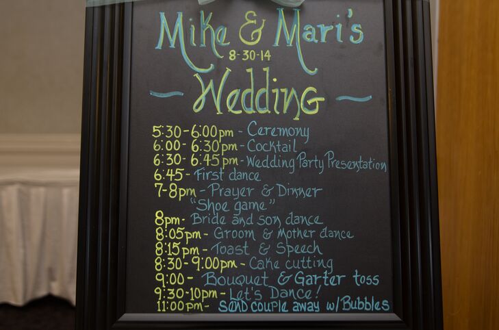 Blue and Yellow Chalkboard Wedding Program