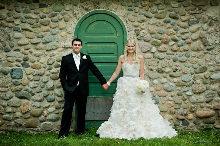 Strapless Ball Gown with Rosette Skirt