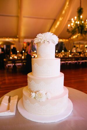 Tiered Cake with Lace and Pearl Details