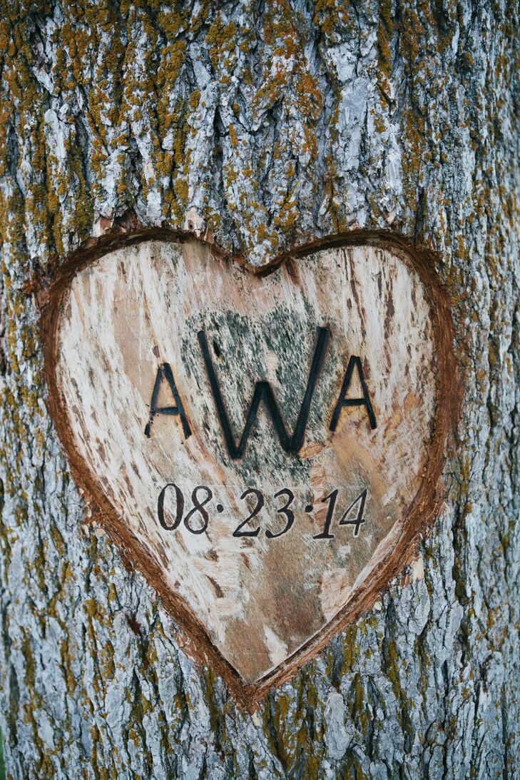 Branded Heart-Shaped Elm Tree Wedding Monogram