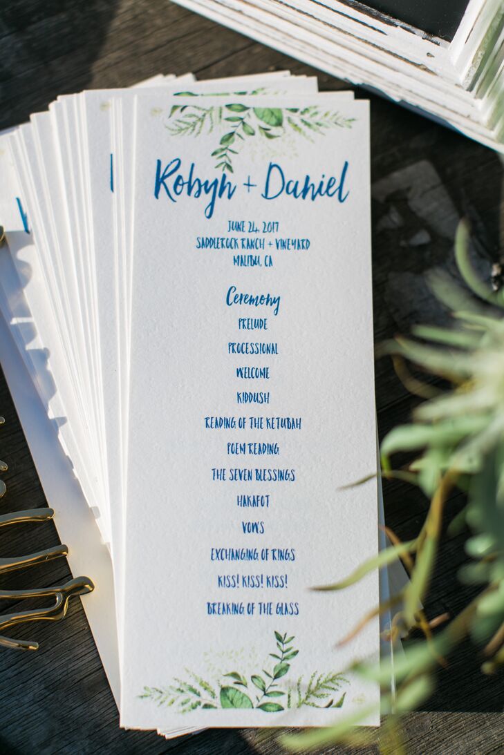 Blue Script Programs with Greenery Motif