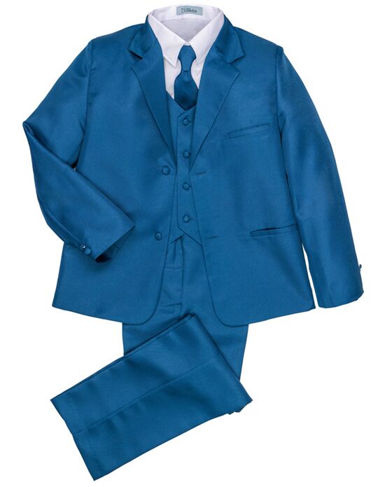 Little Tuxedos "Mason" Kids Cobalt Suit (5-Piece Set) Flower Girl Dress and Ring Bearer Outfit - 1