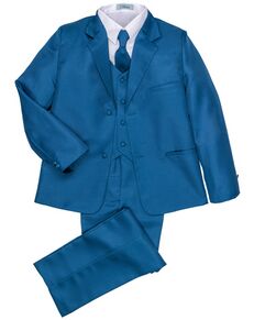 Little Tuxedos "Mason" Kids Cobalt Suit (5-Piece Set) Flower Girl Dress and Ring Bearer Outfit
