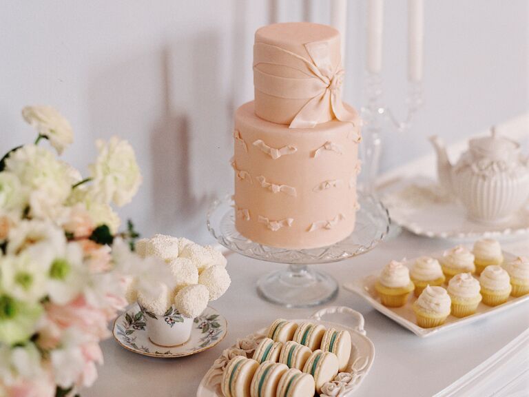 Peach bow tie bridal shower cake