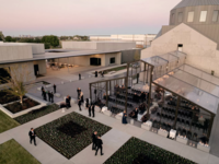 Aerial photo of outdoor reception space at Hall of Lights wedding venue in Dallas, Texas