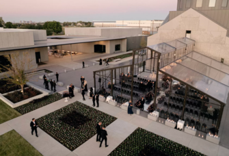 Aerial photo of outdoor reception space at Hall of Lights wedding venue in Dallas, Texas