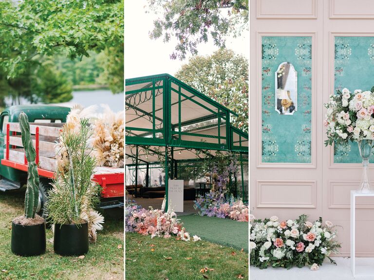 collage of 2023 wedding decor trends