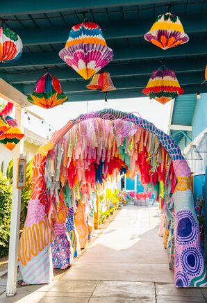 Colorful Streamer Tunnel Entrance