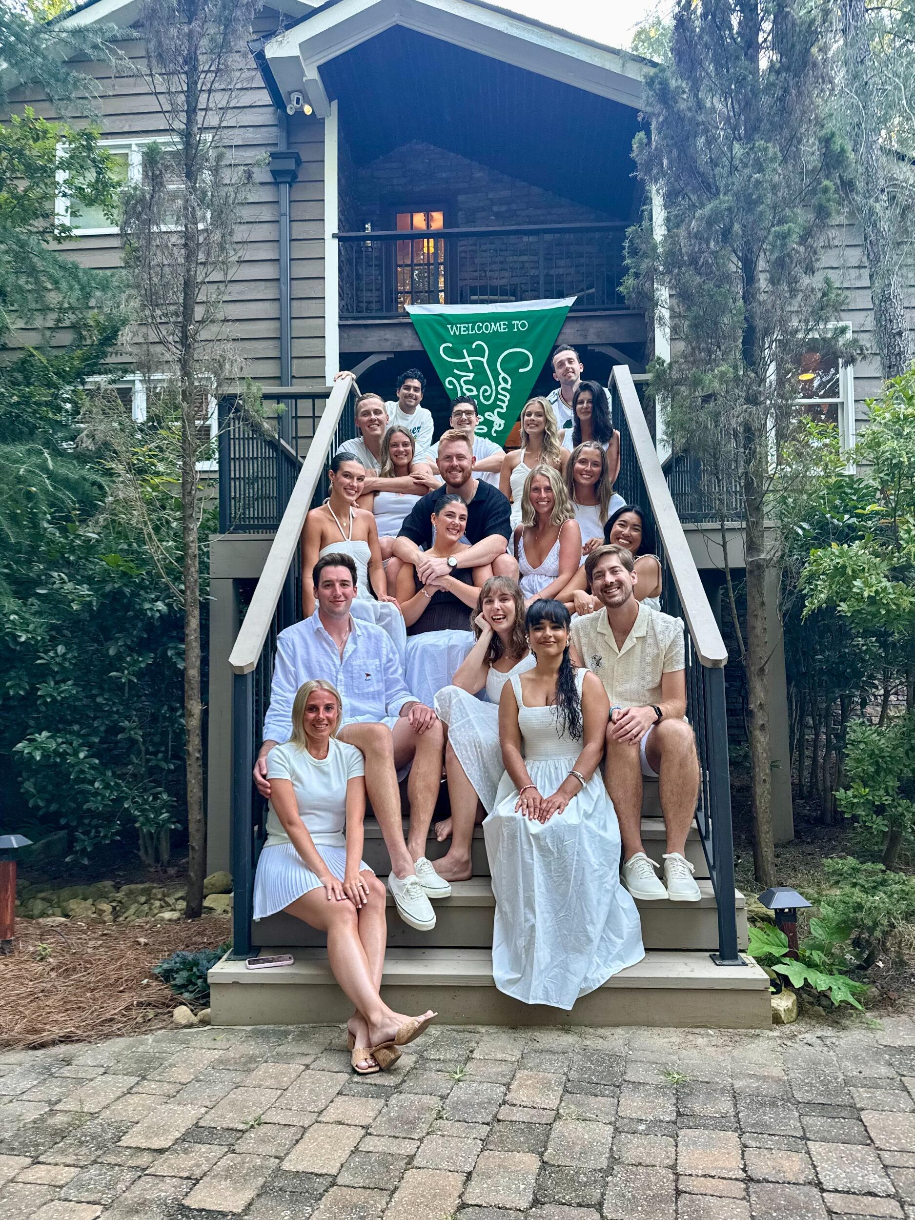 Some of Lauren and Jackson's favorite people gathered for Camp Franklin, a weekend celebrating love and friendship on a lake in Georgia. The itinerary included golf, pontoon and jet-ski rides, an ultra-competitive field day (congrats to Team Pumpkin Head), and an end-of-summer hibachi dinner. It was simply magical and a trip they will never forget. 